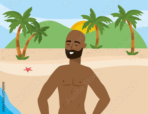 Boy with summer swimwear design