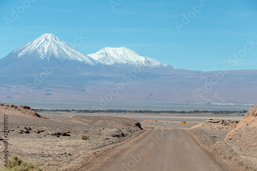 Desert road in Atacama, Chile : background with copy space for text