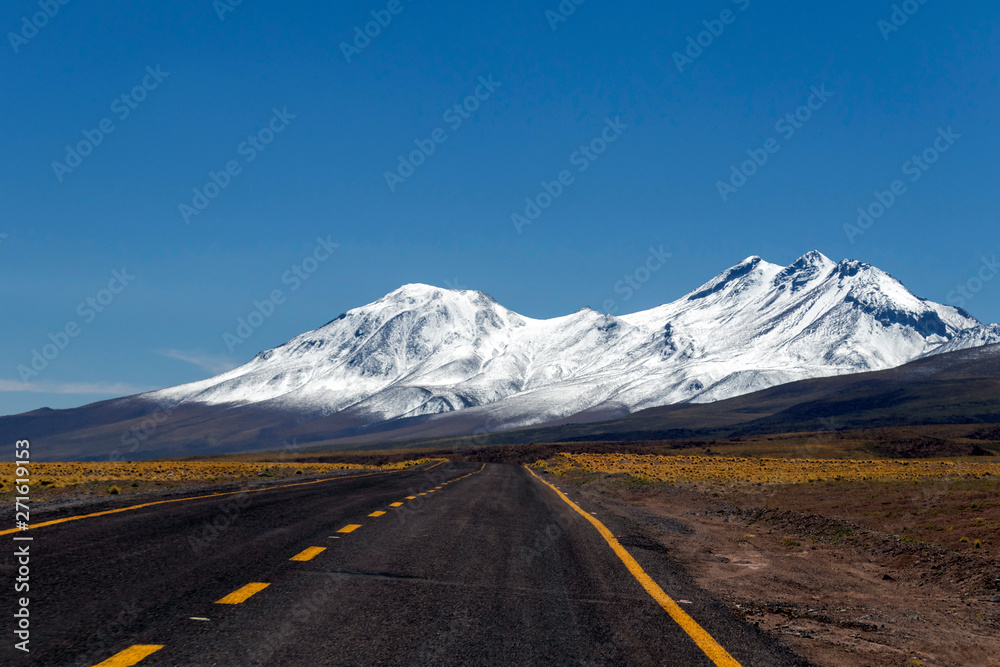 Desert road in Atacama, Chile : background with copy space for text Desert road in Atacama, Chile : background with copy space for text