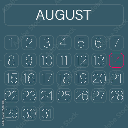 Wallpaper Mural Green Calendar Page August 14 Torontodigital.ca