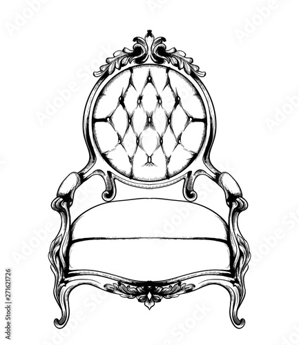 Baroque armchair Vector. Imperial style furniture. Vintage designs