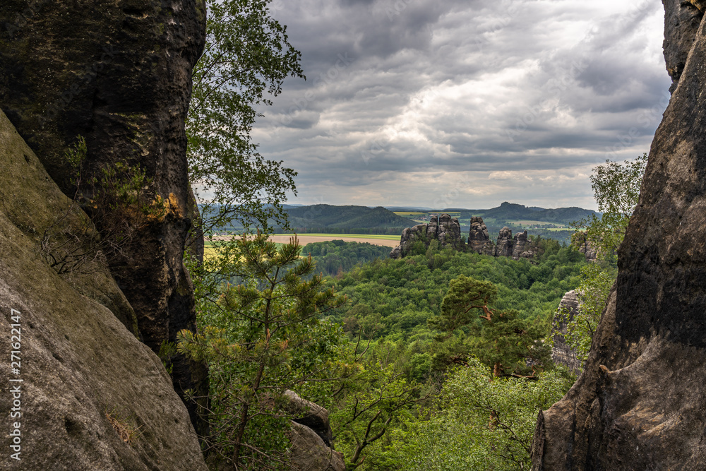 panoramic view of saxon switzerland, germany