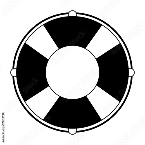 Float lifesaver cartoon isolated symbol in black and white
