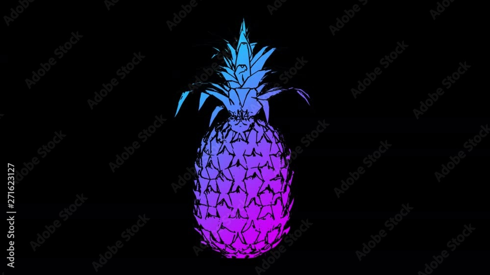 Seamless young animation of cartoon style pineapples with strong colors isolated with alpha channel. Stop motion minimal fluor duotone comic style background pink and blue. Seamless young animation of cartoon style pineapples with strong colors isolated with alpha channel. Stop motion minimal fluor duotone comic style background pink and blue.