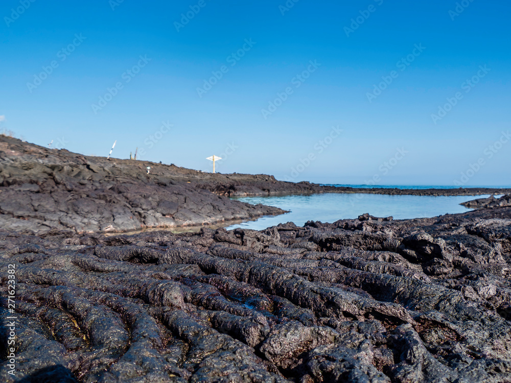 Beautiful volcanic landscape of Punta Moreno in Isabela Island, Galapagos, Ecuador
