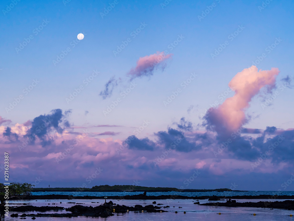 Beautiful sunset scenery at the Isabela Island at Galapagos Islands Ecuador