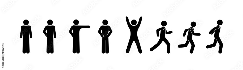 pictogram people run, stick figure person silhouettes, icon set man goes in for sports pictogram people run, stick figure person silhouettes, icon set man goes in for sports