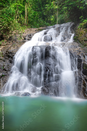 Fototapeta Naklejka Na Ścianę i Meble -  beautiful waterfall Ton Chong Fa in the forest in Khao Lak province, Thailand, national Park.