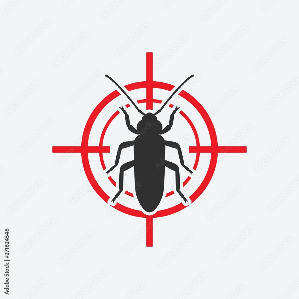 Old House Borer icon red target. Insect pest control sign Old House Borer icon red target. Insect pest control sign
