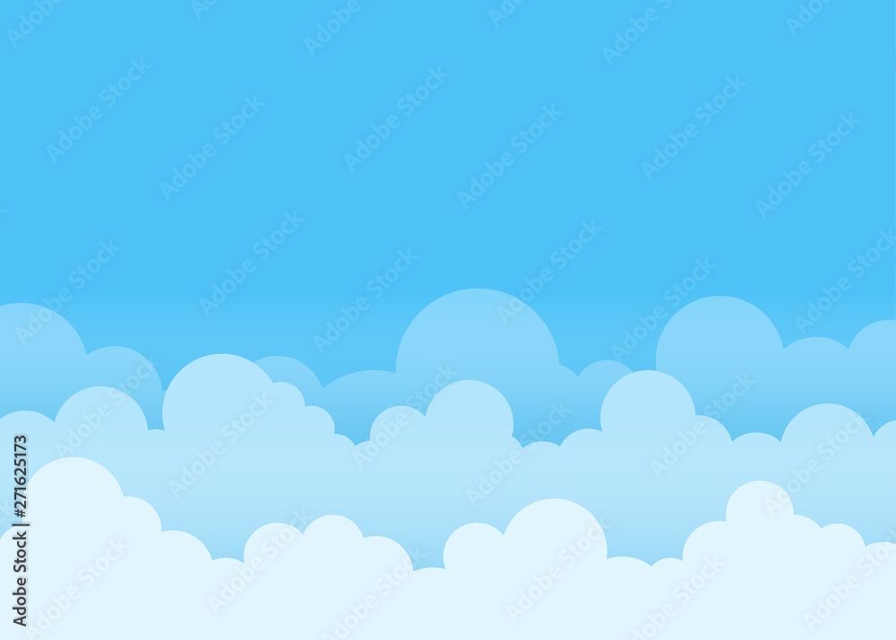 Clouds landscape on blue sky vector background illustraition