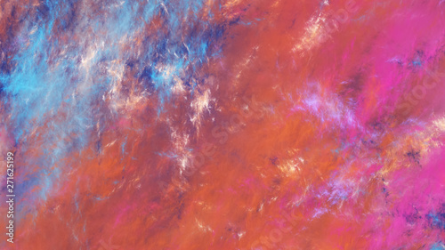 Abstract blue and orange fantastic clouds. Colorful fractal background. Digital art. 3d rendering.