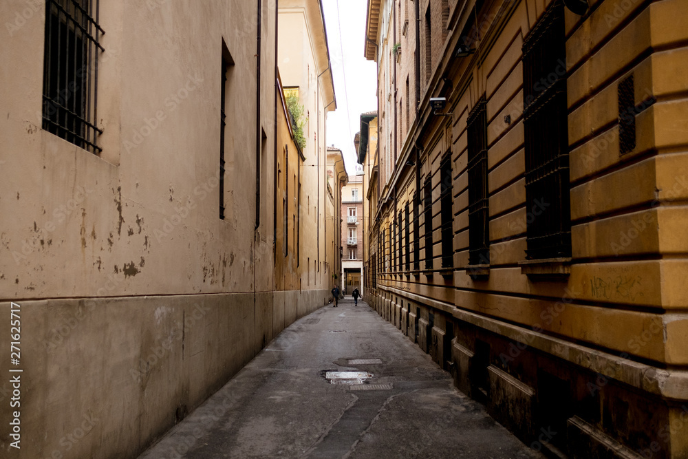 day view of Bologna city classic alleys known as 