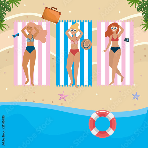 Girls with swim wear design