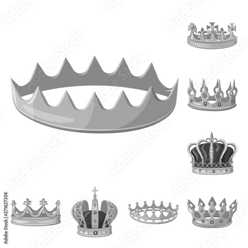 Vector design of jewel and vip symbol. Set of jewel and nobility stock vector illustration.