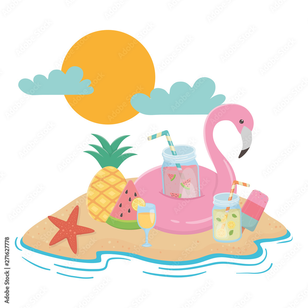 Summer and vacation icon set design Summer and vacation icon set design