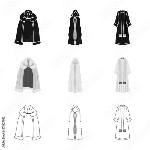 Isolated object of material and clothing icon. Set of material and garment stock symbol for web.