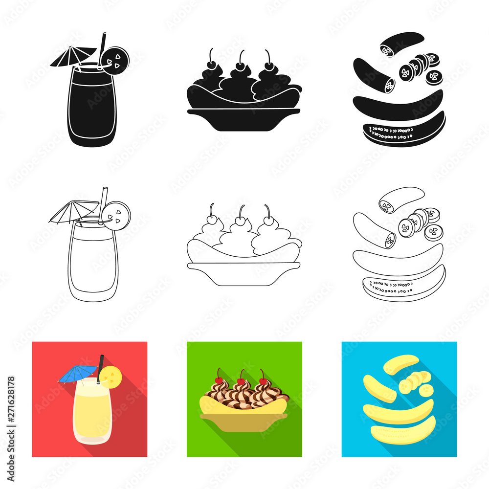 Vector design of natural and vegetarian sign. Collection of natural and eating stock vector illustration.