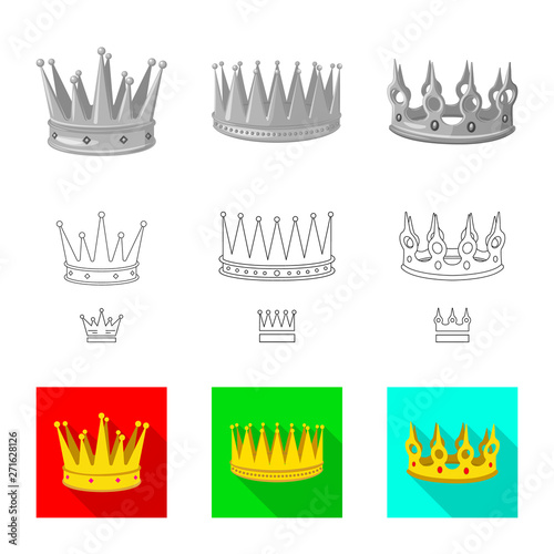 Vector illustration of medieval and nobility logo. Set of medieval and monarchy vector icon for stock.