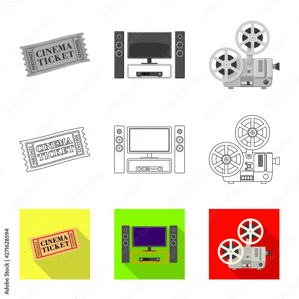 Vector design of television and filming icon. Set of television and viewing stock symbol for web.