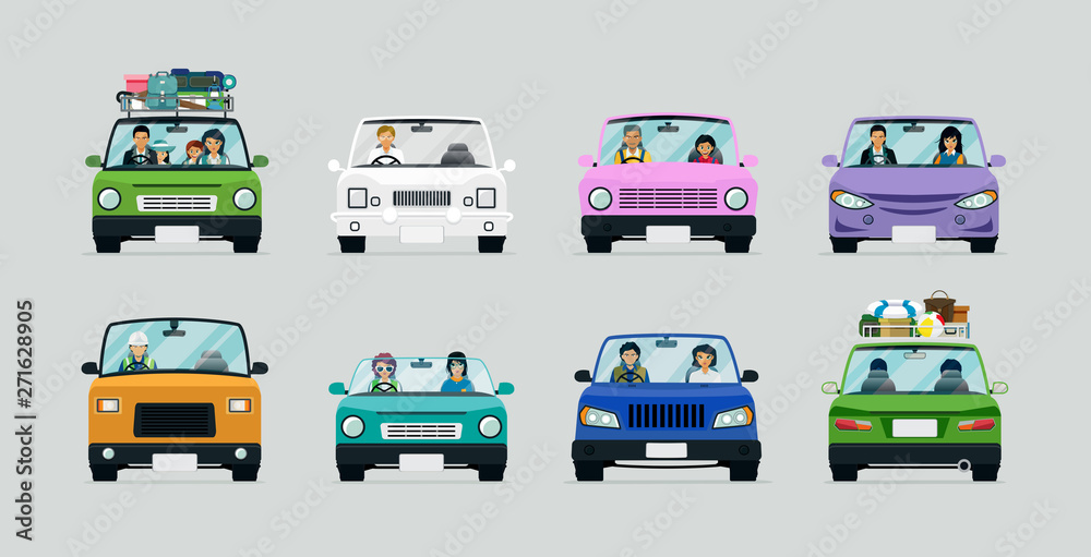 People are driving with a gray background. People are driving with a gray background.
