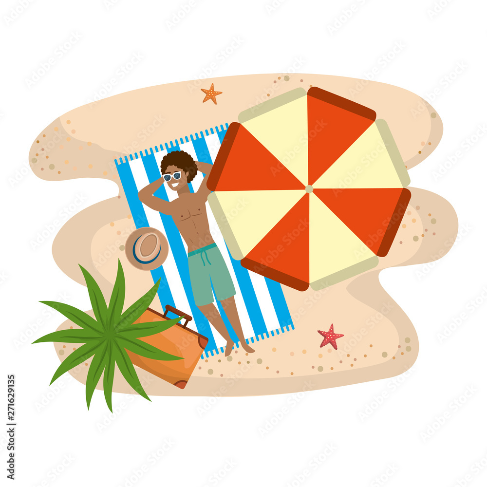 Fototapeta premium Boy with summer swimwear design