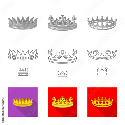 Vector illustration of medieval and nobility sign. Collection of medieval and monarchy stock symbol for web.