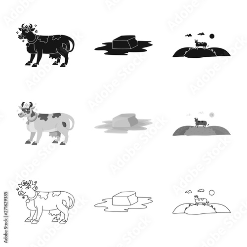 Vector illustration of creamy and product symbol. Set of creamy and farm stock symbol for web.