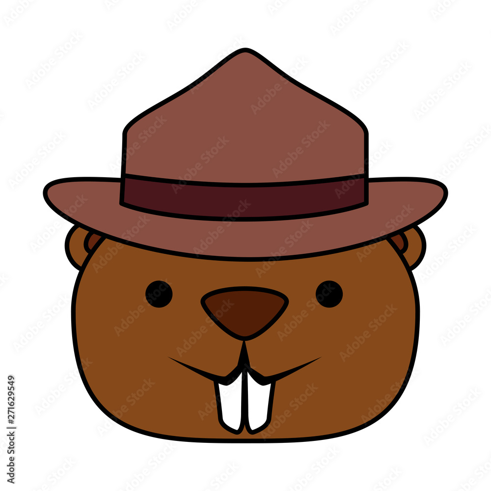 cute beaver with ranger hat mascot animal cute beaver with ranger hat mascot animal
