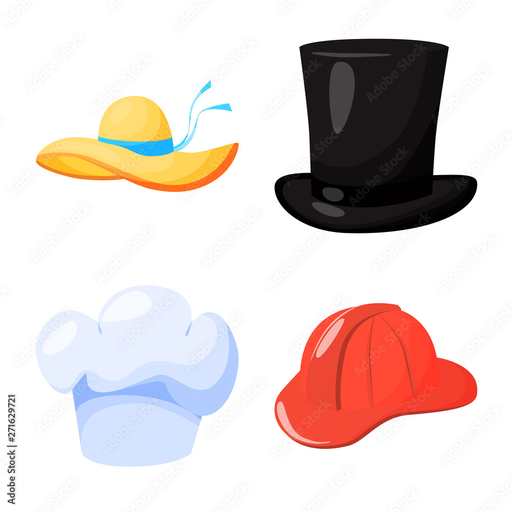 Isolated object of headgear and napper icon. Set of headgear and helmet stock symbol for web. Isolated object of headgear and napper icon. Set of headgear and helmet stock symbol for web.