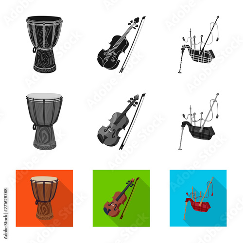 Vector design of music and tune icon. Set of music and tool stock vector illustration.