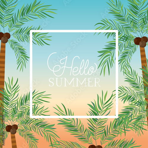 Hello summer and vacation frame design