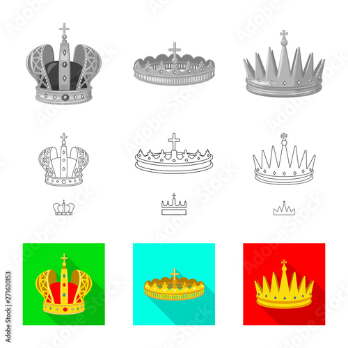 Vector illustration of medieval and nobility sign. Collection of medieval and monarchy vector icon for stock.