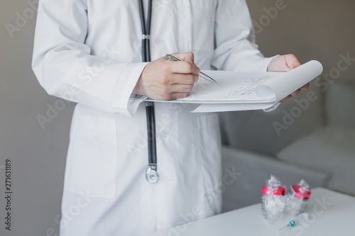 doctor on reception, collection of tests, treatment