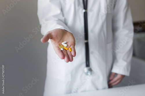 pills scattered on the table