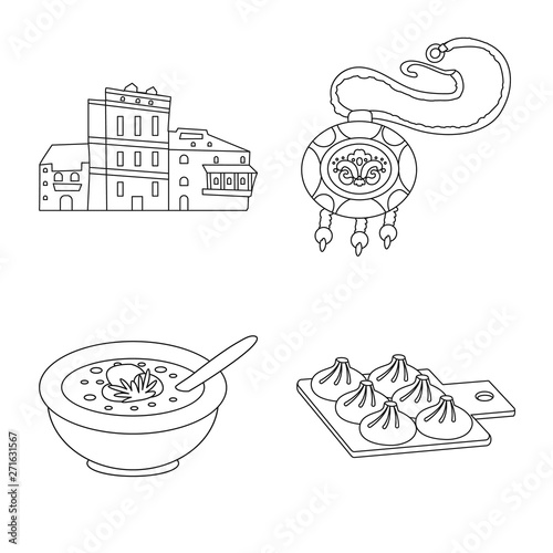 Vector illustration of traditions and national icon. Collection of traditions and sightseeing stock symbol for web.