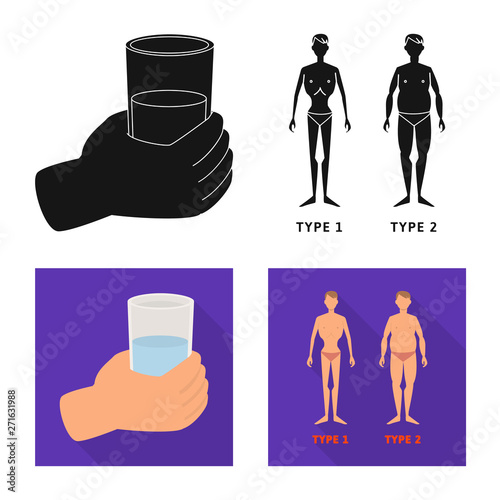 Vector illustration of diet and treatment  icon. Set of diet and medicine stock symbol for web.