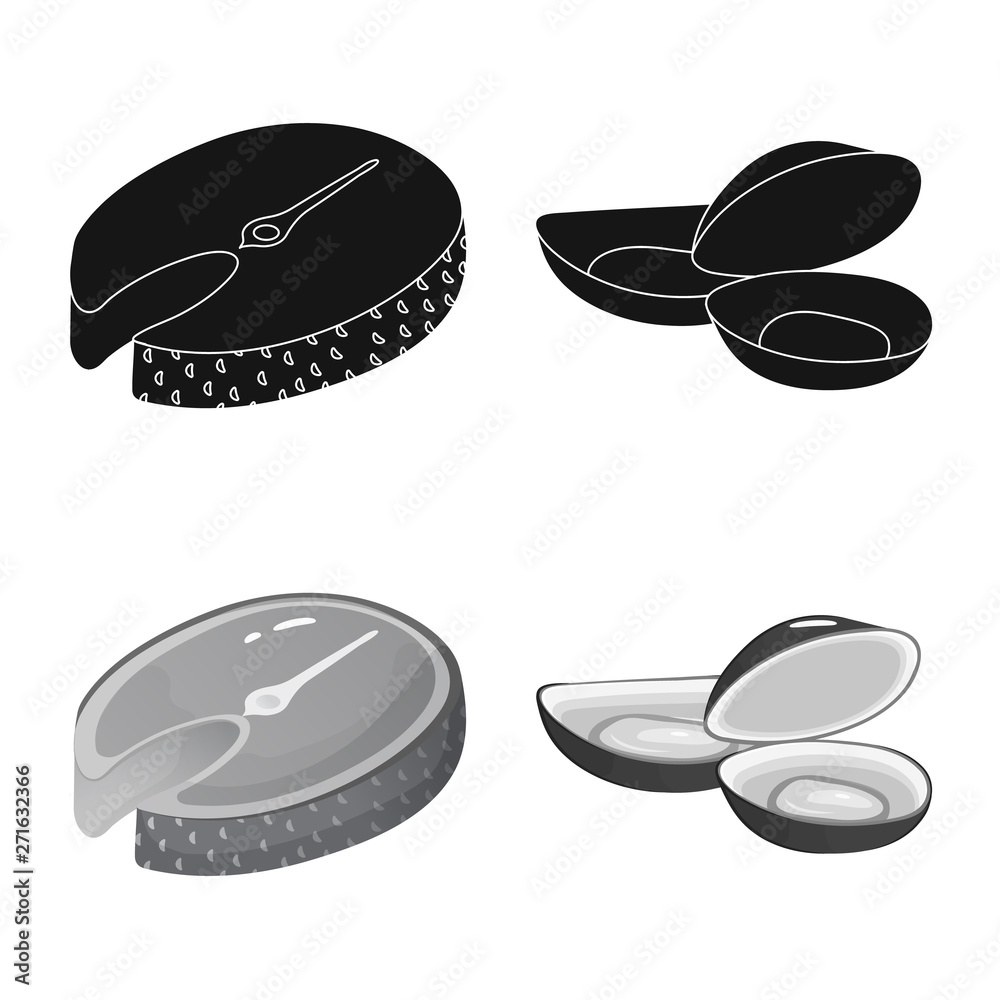 Vector design of fresh  and restaurant symbol. Set of fresh  and marine   stock vector illustration.