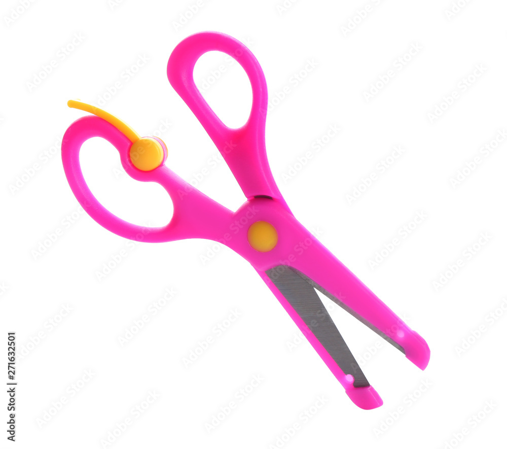 Pair of training scissors on white background Pair of training scissors on white background