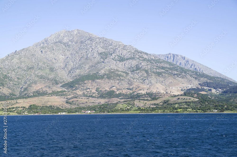 View of  Samothraki island in Greece from the sea