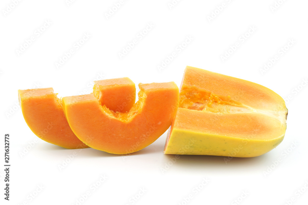 slice of papaya isolated on white background slice of papaya isolated on white background
