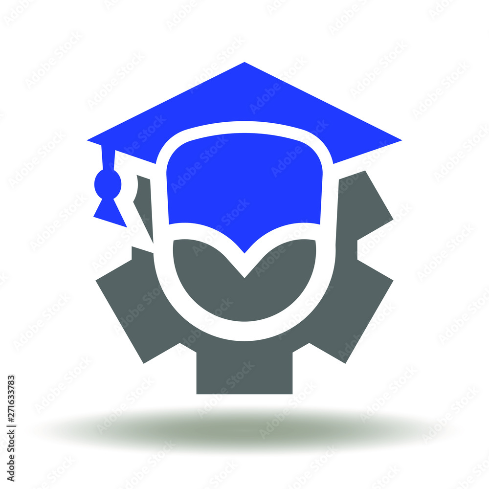 Graduation Cap Gear Icon Vector Innovation Education Technology Logo Learning Process Management Academic Symbol Stock Vector Adobe Stock