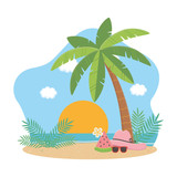 Summer and vacation icon set design