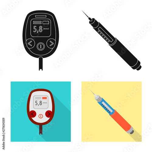 Vector illustration of diet and treatment  sign. Collection of diet and medicine vector icon for stock.