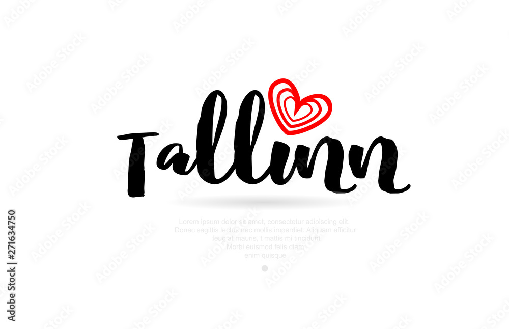 Tallinn city with red heart design for typography and logo design