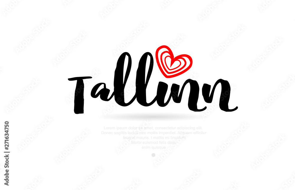 Tallinn city with red heart design for typography and logo design Tallinn city with red heart design for typography and logo design