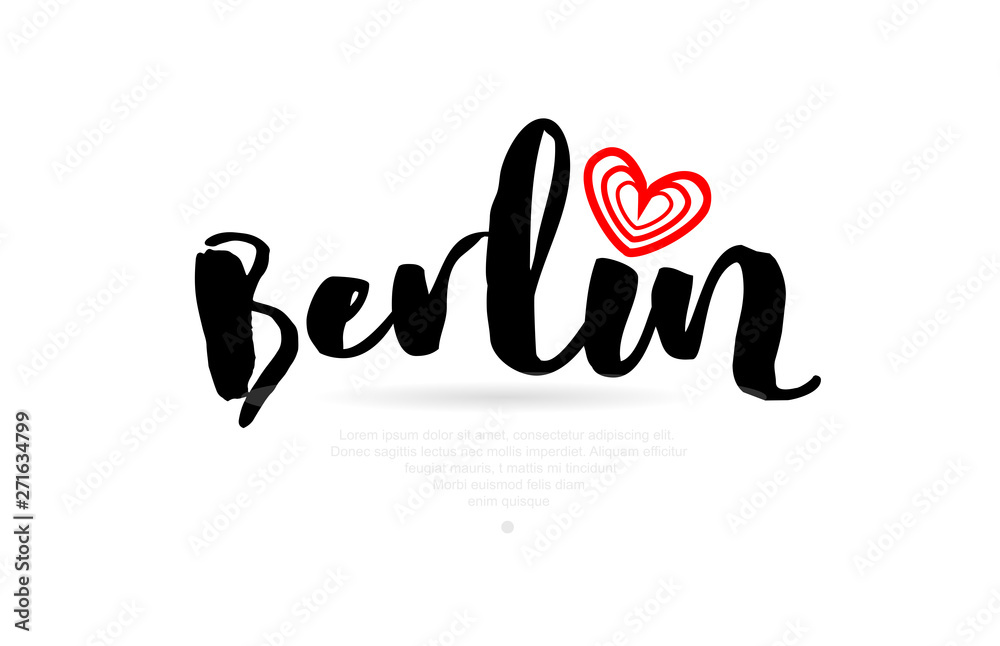 Fototapeta premium Berlin city with red heart design for typography and logo design