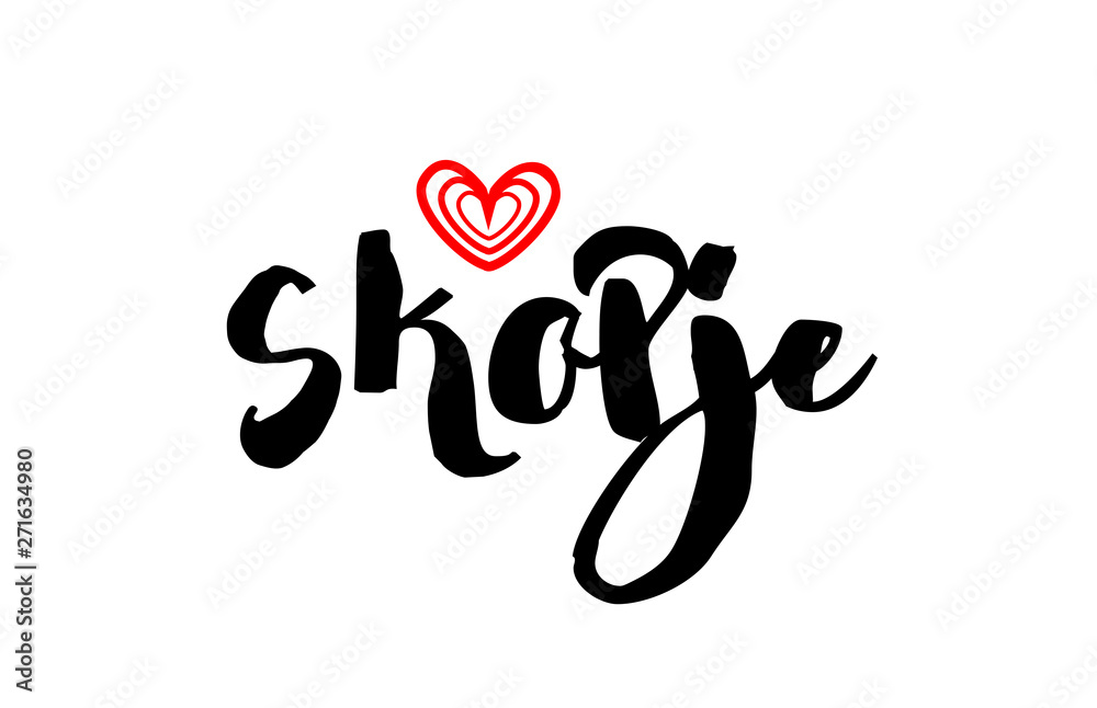 Skopje city with red heart design for typography and logo design Skopje city with red heart design for typography and logo design