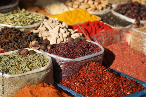 Spices on sale in market of Samarkand, Uzbekistan