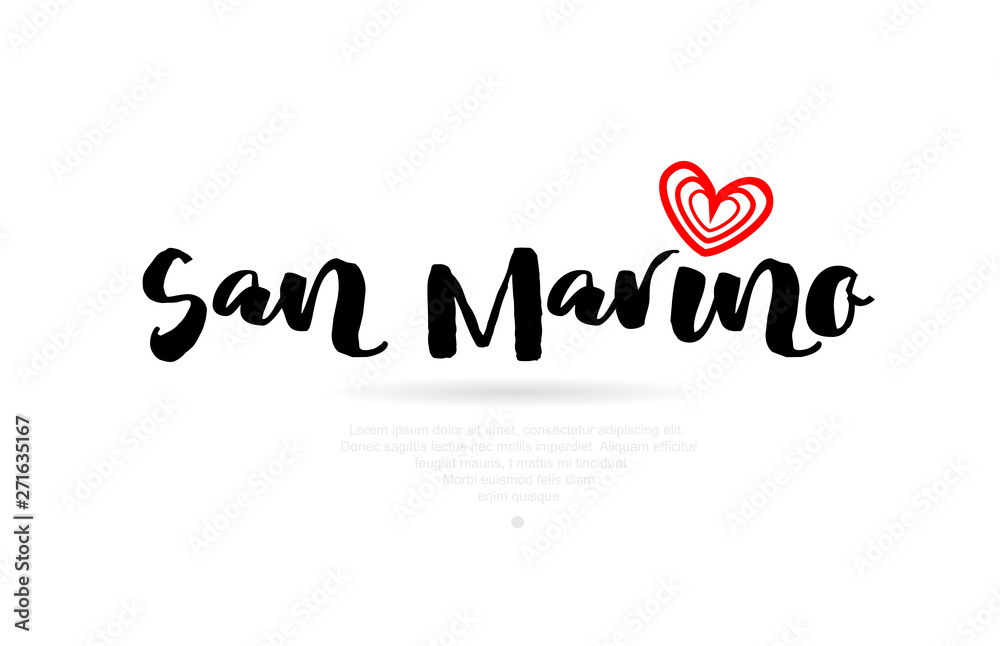 San Marino city with red heart design for typography and logo design