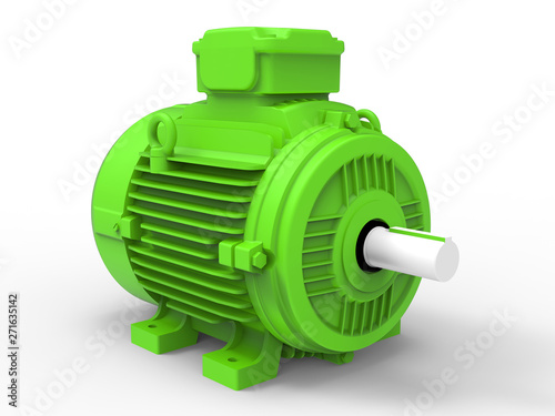 3D rendering - detailed green industrial electric motor